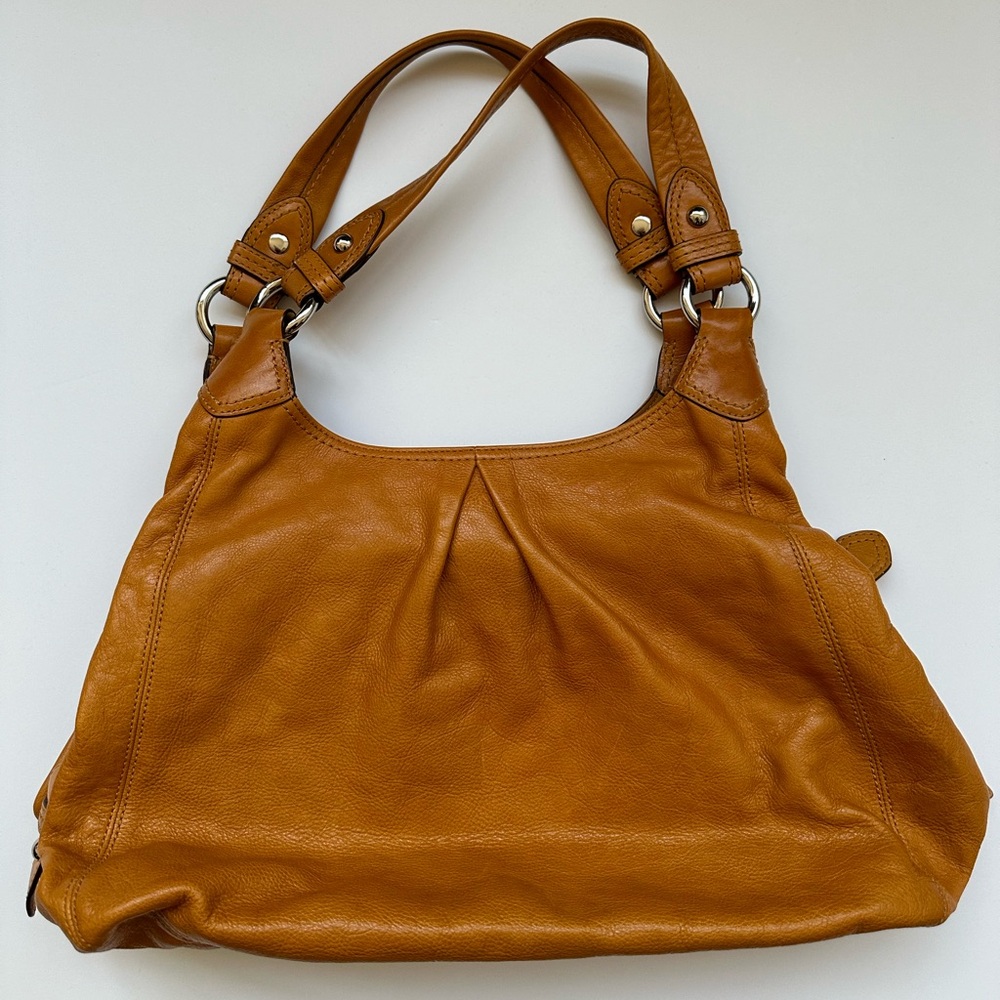 COACH - Maggie 100% Genuine Leather Large Hobo Shoulder Bag - Saffron